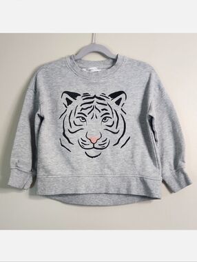 Mango Girls Tiger Sweatshirt, Size 5-6 (4) ~ EUC